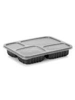 Marmita 4 Divisórias C/ Tampa Freezer & Microondas 1225ml Preto Galvanotek G324 C/ 100 Unidades